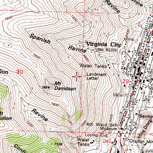 Topographic Map of Landmark Letter, NV