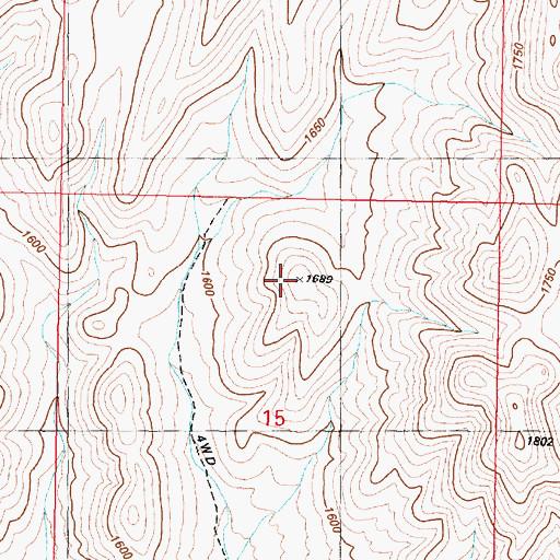 Topographic Map of Poker Brown Mountains, NV