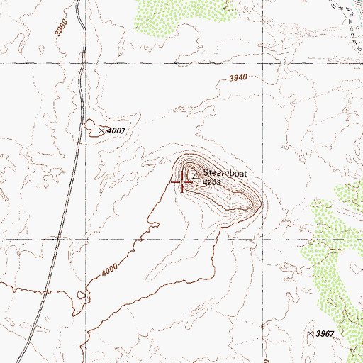 Topographic Map of Steamboat Mountain, NV