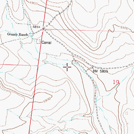 Topographic Map of Grassy Wash, NV