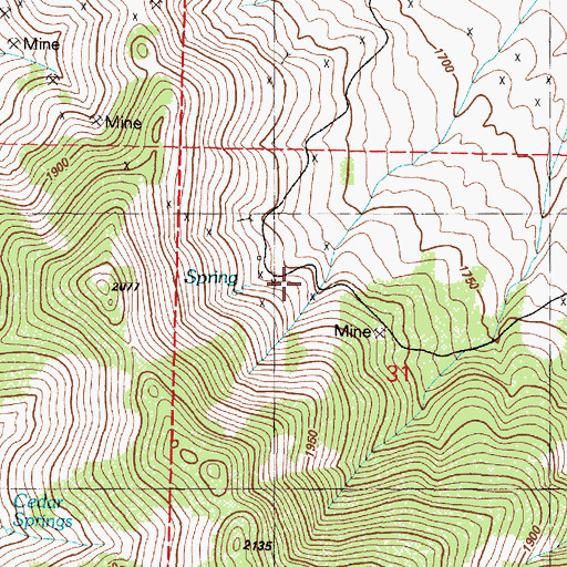 Topographic Map of Antelope Mine, NV