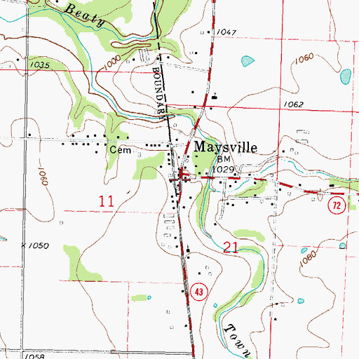 Topographic Map of Maysville Post Office, AR
