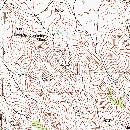 Topographic Map of Cambell Mine, NV