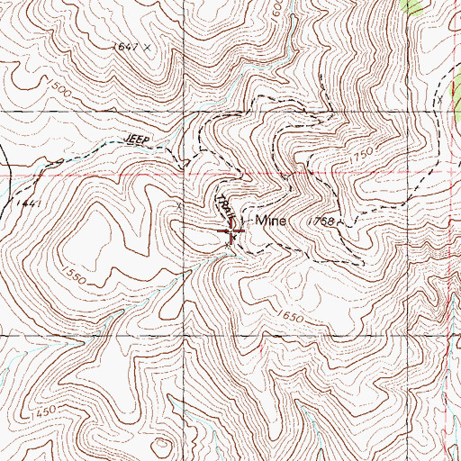 Topographic Map of Delongchamps Mine, NV