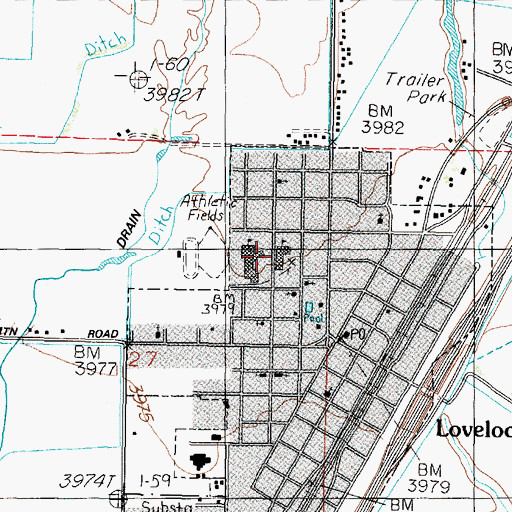 Topographic Map of Lovelock Elementary School, NV