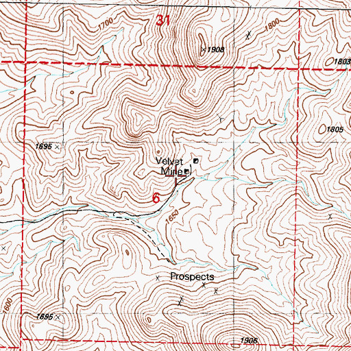 Topographic Map of Velvet, NV