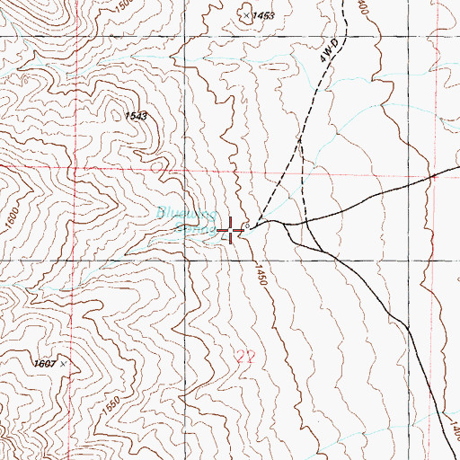 Topographic Map of Blue Wing (historical), NV
