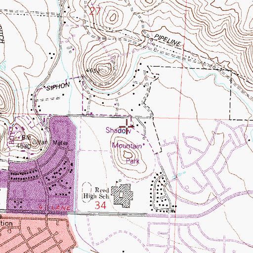 Topographic Map of Shadow Ranch, NV