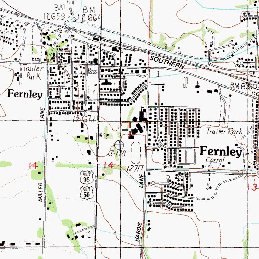 Topographic Map of Fernley Intermediate School, NV