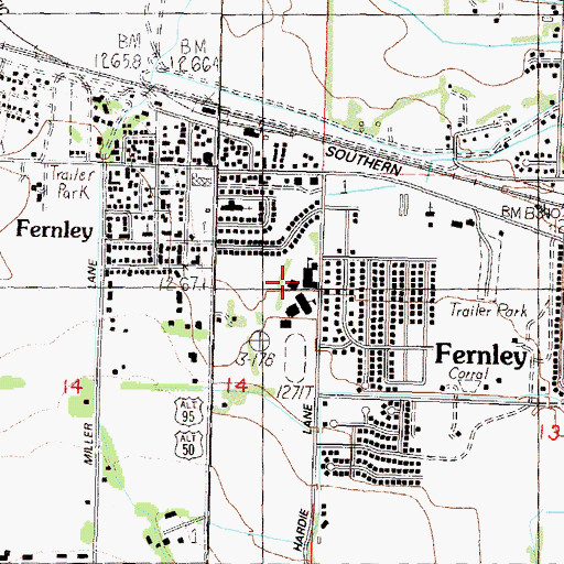 Topographic Map of Fernley Elementary School, NV