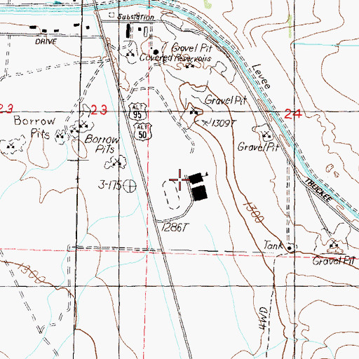 Topographic Map of Fernley High School, NV