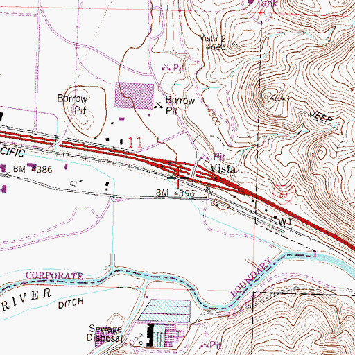 Topographic Map of Vista Interchange, NV