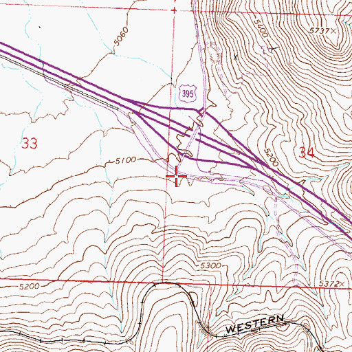 Topographic Map of Cold Springs Valley Interchange, NV