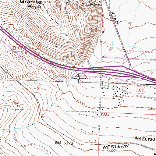 Topographic Map of Anderson Ranch, NV