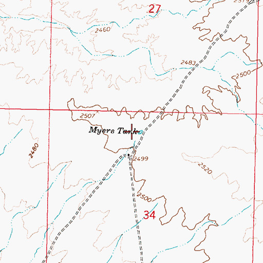 Topographic Map of Myers Tank, AZ