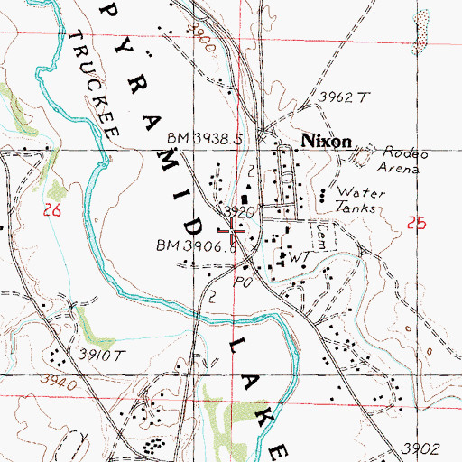 Topographic Map of Piute Indian Agency, NV