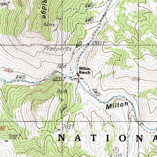 Topographic Map of Milton (historical), NV