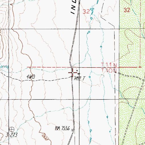 Topographic Map of Indian Valley Ranch, NV