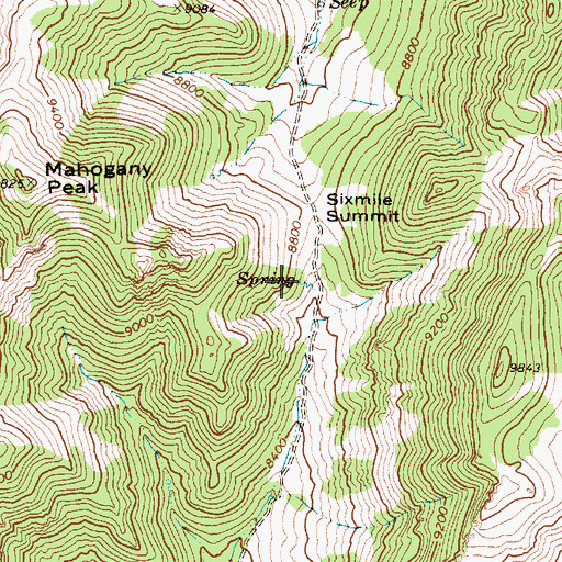 Topographic Map of Six Mile Spring, NV