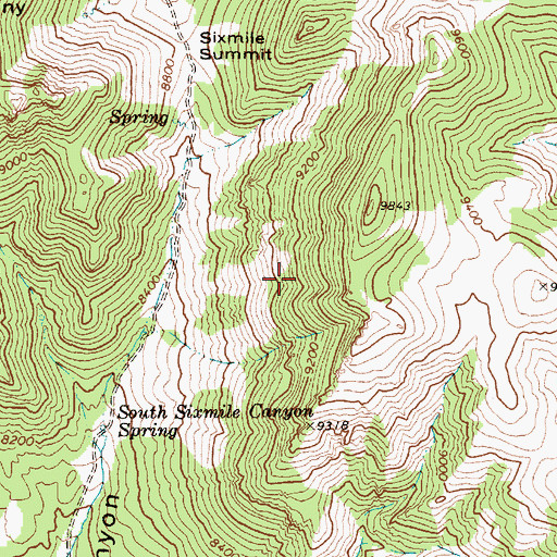 Topographic Map of Six Mile Bluff, NV