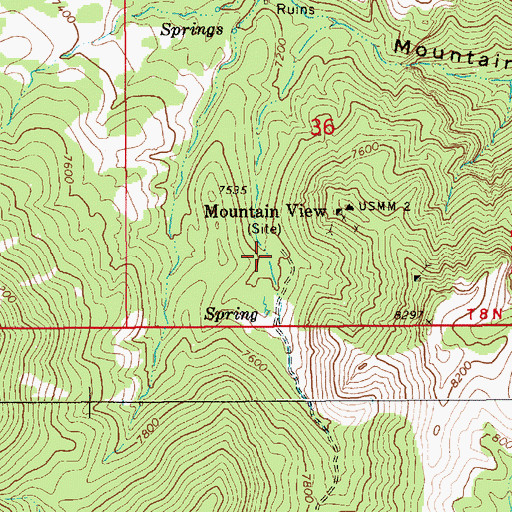 Topographic Map of Mountain View Mill (historical), NV