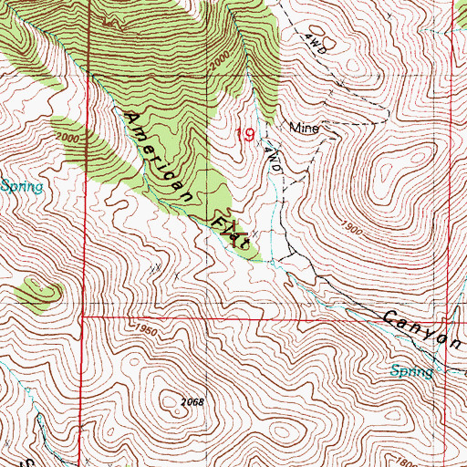 Topographic Map of American Flats, NV