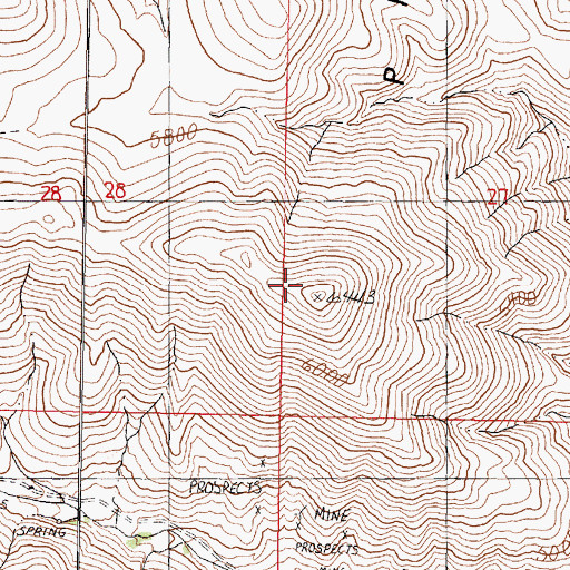 Topographic Map of Mount Baldy, NV