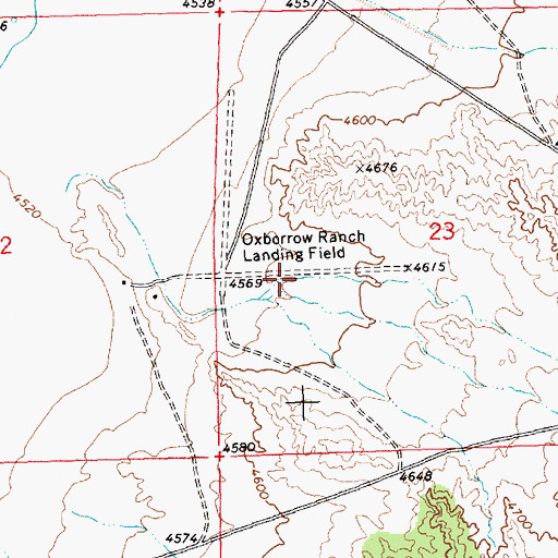 Topographic Map of Oxborrow Ranch Landing Field (historical), NV