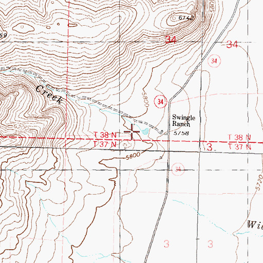 Topographic Map of Willow Creek Canyon, NV