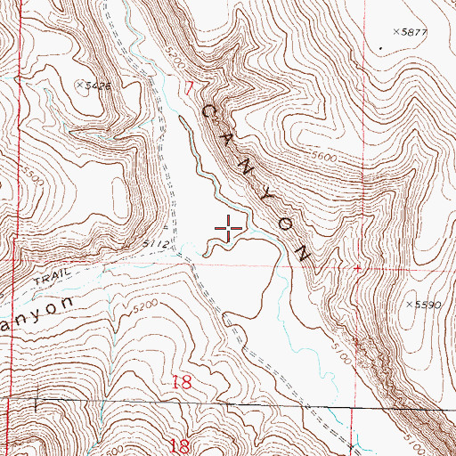 Topographic Map of Yellow Rock Canon Creek, NV