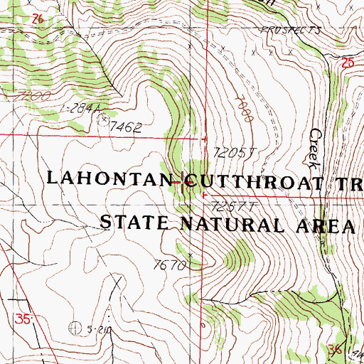 Topographic Map of Lahontan Cutthroat Trout Natural Area, NV