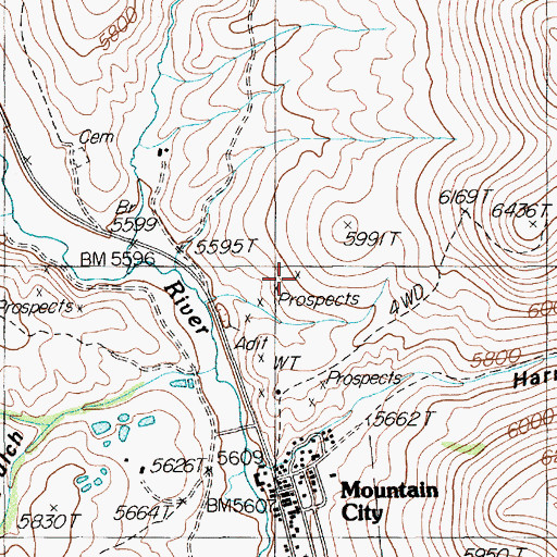 Topographic Map of Silver Banner Mine, NV