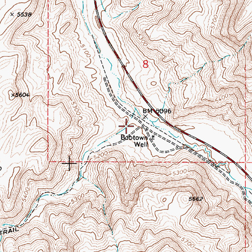 Topographic Map of Bobtown (historical), NV