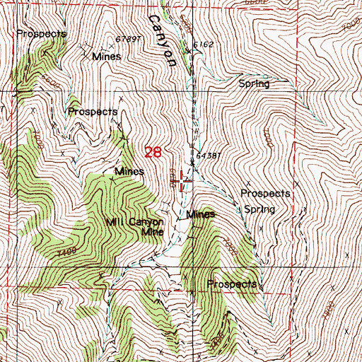Topographic Map of West Fork Mill Creek, NV