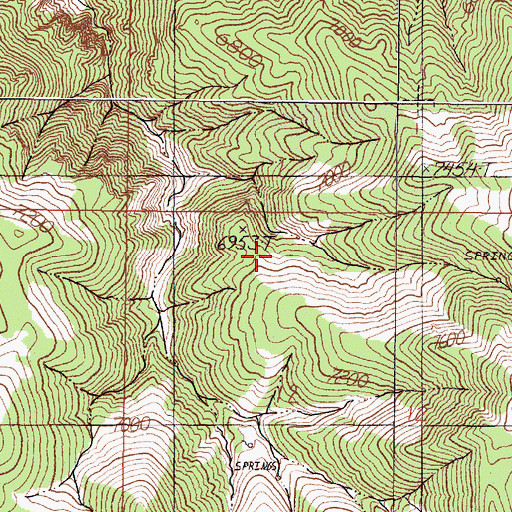 Topographic Map of Box Spring, NV