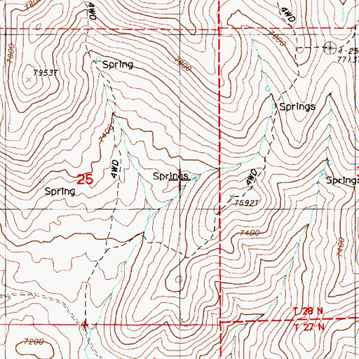 Topographic Map of Twenty Five Spring, NV