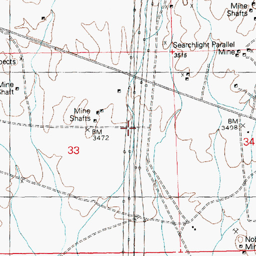 Topographic Map of Abbottsville, NV