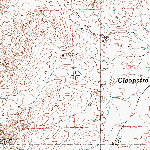 Topographic Map of Cleopatra Mine, NV