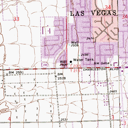 Topographic Map of Whitehead Springs, NV