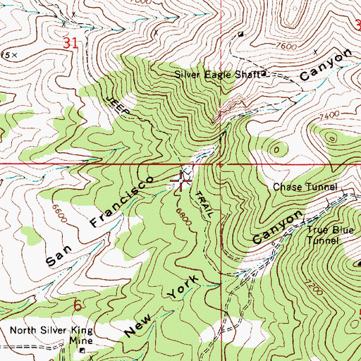 Topographic Map of Butte Mill (historical), NV