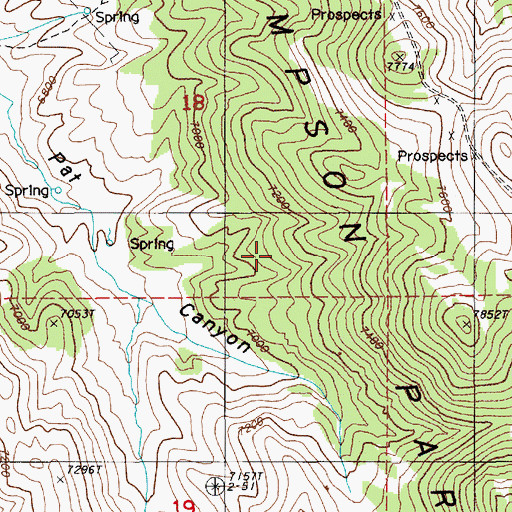 Topographic Map of Pat Canyon Number Two, NV