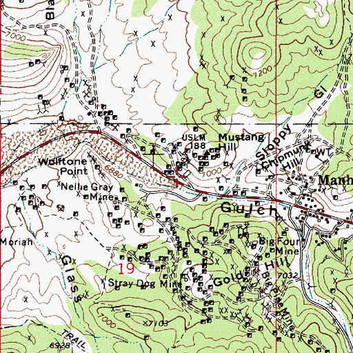 Topographic Map of War Eagle Mill, NV