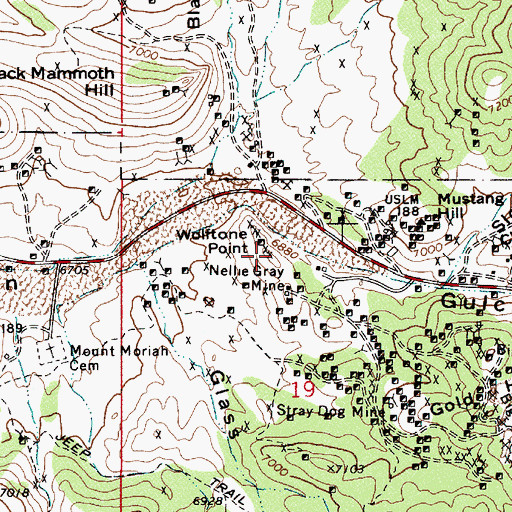 Topographic Map of Manhattan Ore and Milling Company Mill, NV