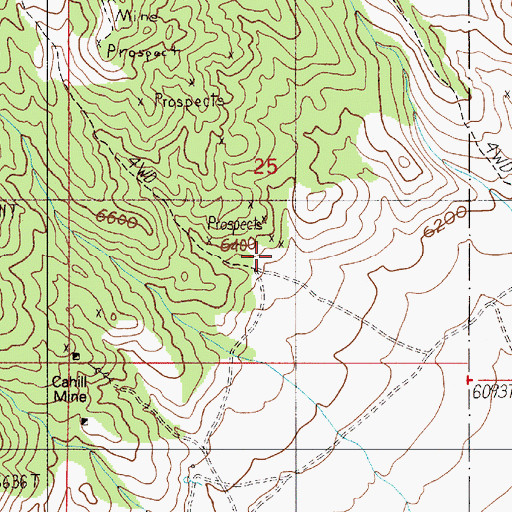 Topographic Map of Birch Creek Mine, NV
