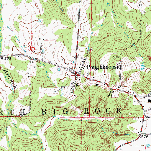 Topographic Map of Poughkeepsie Post Office, AR