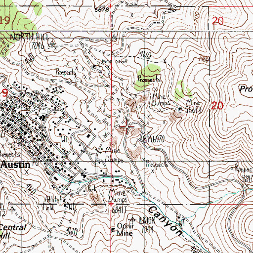Topographic Map of Frost Shaft, NV