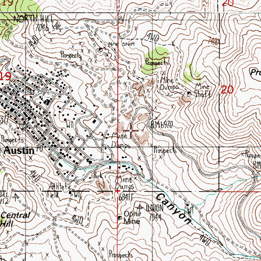 Topographic Map of Curtis Shaft, NV