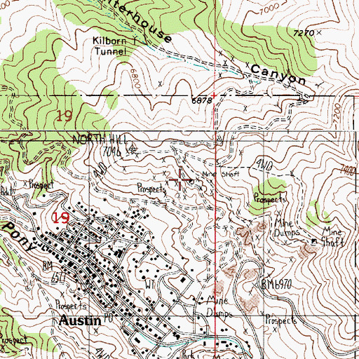 Topographic Map of Trogan Shaft, NV