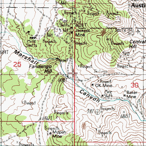 Topographic Map of Dudley B Shaft, NV
