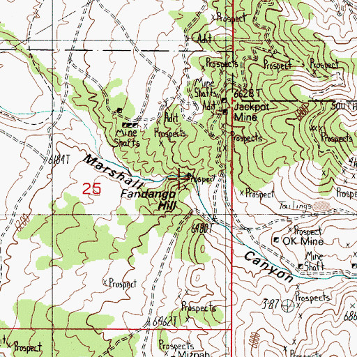 Topographic Map of Marshall Falls, NV